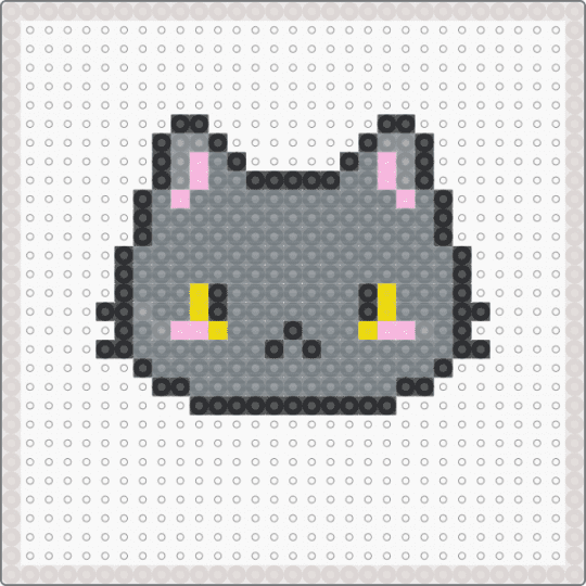 Perler Bead Cat - 5 - beige,gray
