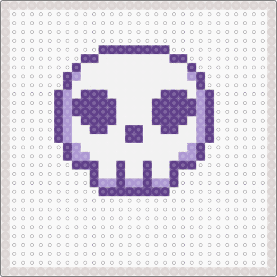 Perler Bead Halloween - Skull - purple,beige