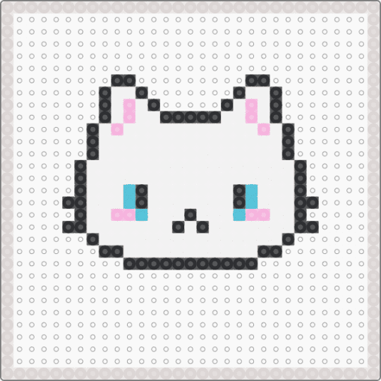 Perler Bead Cat - 6 - white,beige
