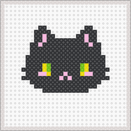Perler Bead Cat - 2 - black,beige