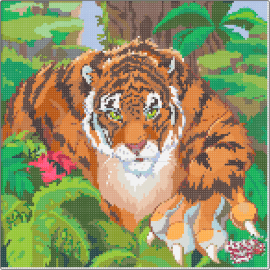 Tiger - tiger,jungle,big cat,wild,animal,nature,stripes,orange,green