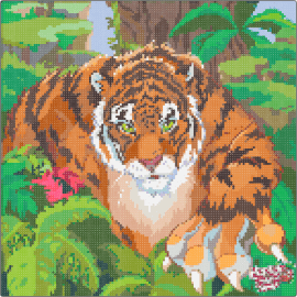 Tiger - tiger,jungle,big cat,wild,animal,nature,stripes,orange,green