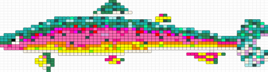 rainbow trout - teal,green,pink,yellow