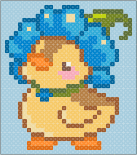 Flowery duck except blue! - blue, light blue, tan, yellow