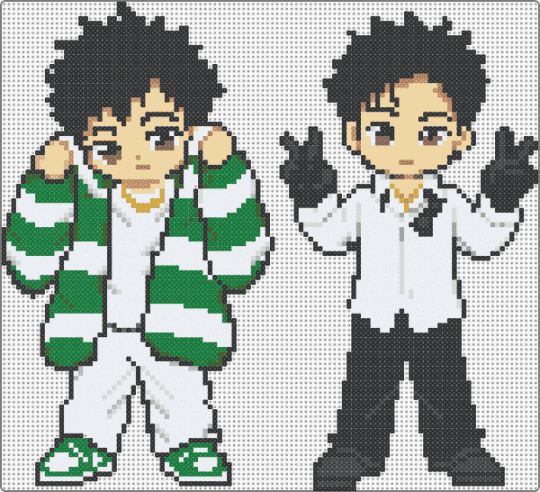 RB and WH - black,white,green,beige