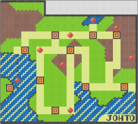 Johto Map - johto,map,pokemon,video game,landscape,green,blue,brown