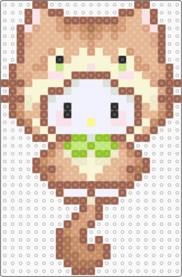 hello kitty cinnamon tabby cat costume - beige, cute kawaii, keychain, kitten cat, pet, sanrio, tan