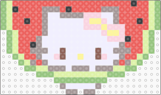 hello kitty watermelon costume - animal, animals, cute kawaii, food, fruit, gray, kitten, kitty cat, red, sanrio