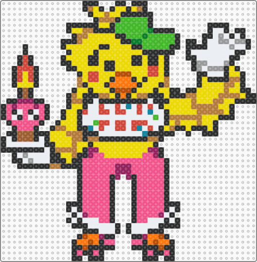 silly toy chica AU sprite by tging - pink,yellow,tan,fnaf,five nights at freddys,video game