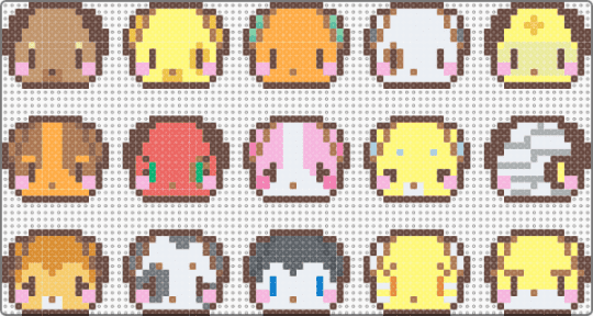 animal crossing dogs: bea, goldie, biskit, bones, bow, butch, cherry, cookie, daisy, lucky, maddie, portia, walker, benjamin, frett - animal, animals, brown, colorful, cute, kawaii, keychain charms, nintendo video game, tan, yellow