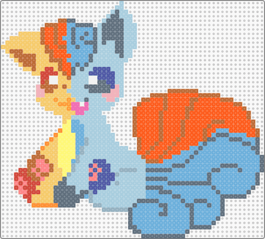 half shiny vulpix - light blue,gray,orange,yellow,pokmon,cute,kawaii,animal,nintendo,video game