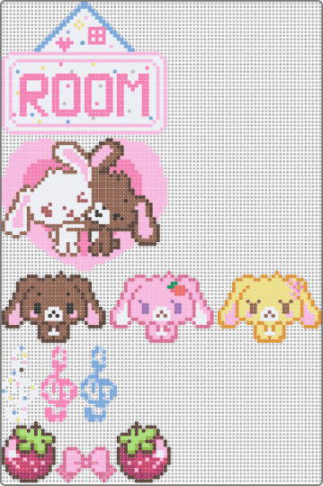 sugarbunnies door hanger (check desc for end result assembly) - pink,tan,brown,cute,kawaii,sanrio,sugar bunnies,room decor,decoration,keychain,dangler