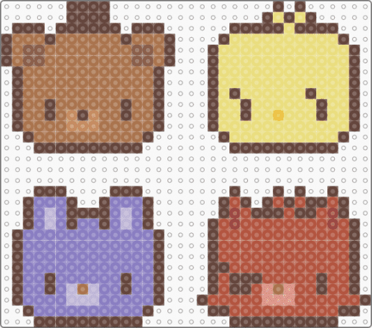 freddy, chica, bonnie, foxy - brown, charm, charms, colorful, cute, five nights at freddys, fnaf, kawaii, tan, video game, yellow