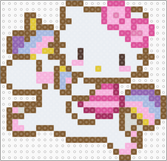 hello kitty riding a unicorn - white,tan,pink,sanrio,cute,kawaii,cat,kitten,small,easy,keychain