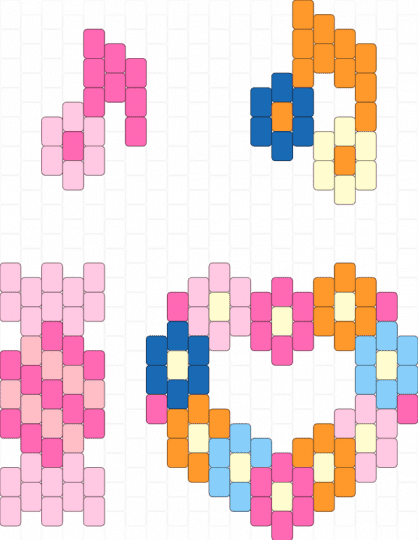 official 2008 sanrio u*sa*ha*na friends aquabeads set (aq-s05) (6) - 2000s y2k, animal animals, bunny rabbit, cute kawaii, cutecore kawaiicore, decora colorful, flower flowers candy music, orange, pink, usahana sanrio