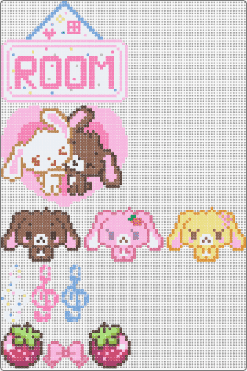 sugarbunnies door hanger (check desc for end result assembly) - pink,tan,brown,cute,kawaii,sanrio,sugar bunnies,room decor,decoration,keychain,dangler