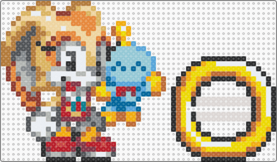 cream the rabbit standee + cheese the chao - tan,orange,red,yellow,colorful,cute,kawaii,animal,furry,video game,sonic the hedgehog,bunny,figurine