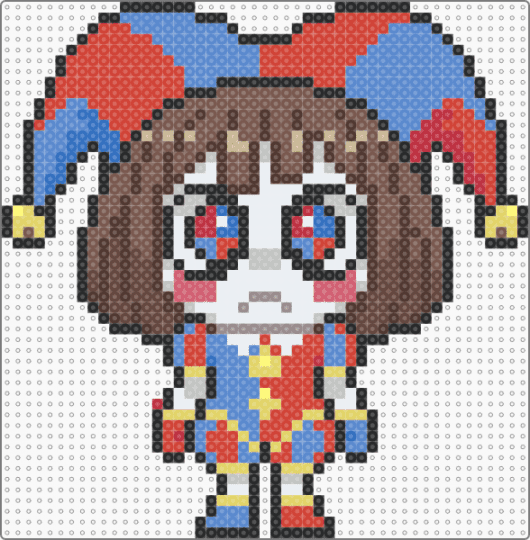 pomni tadc - animated character, animation, blue, brown, cartoon, clown, cute, jester, red, tan, the amazing digital circus