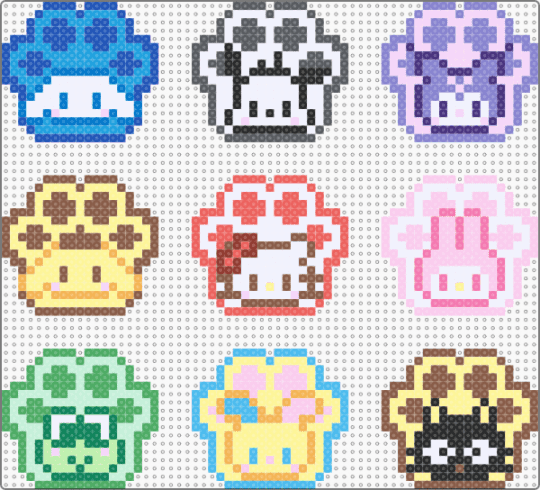sanrio paw charms set - cinnamoroll, pochacco, kuromi, pompompurin, hello kitty, my melody, keroppi, u*sa*ha*na, chococat - animal animals decora, charm keychain, cinnamon roll, cinnamonroll usahana, colorful, cute kawaii, easy small tiny, frog bunny rabbit paws, light blue, puppy dog kitten cat, tan, yellow