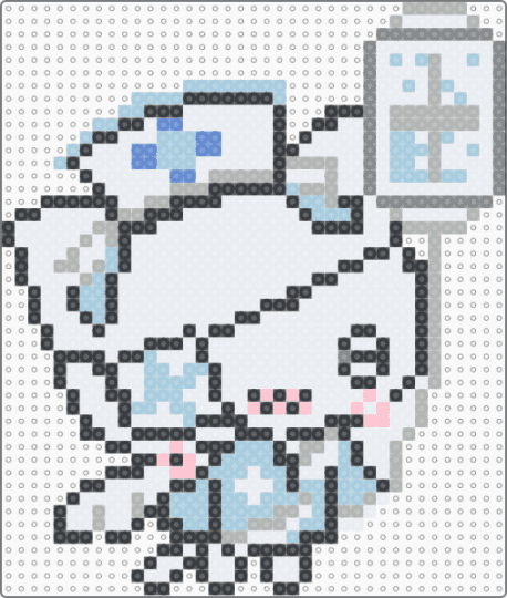 nurse pupu (扑扑) from baobaopupu (饱饱扑扑) - white,light blue,beige,animal,kawaii,cute,kitty,kitten,cat,small,chibi