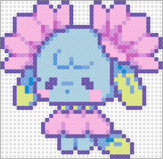 pond puppy creature - purple,pink,light blue,cute,kawaii,chibi,sprite,dog,sea creature,flowers,animal