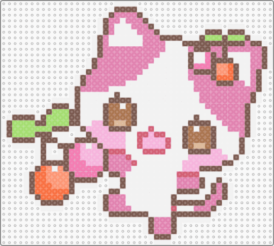 cherry kitty - white,tan,pink,cute,kawaii,cat,food,cartoon,fruit,kitten,animal