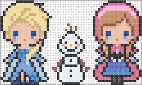 elsa, olaf, anna - beige, cartoon, disney, easy, frozen, light blue, pink, princess, small, tan
