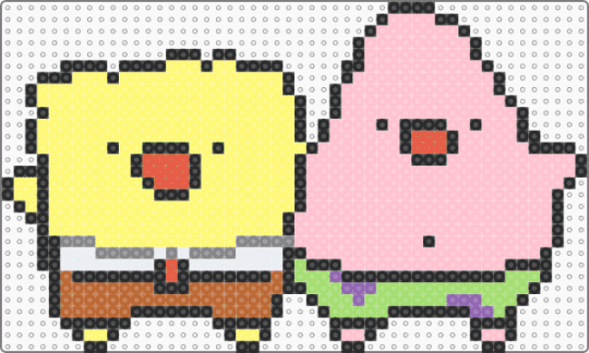 chibi pat and spongebob ^u^ - pink,yellow,cartoons,cartoon,animal,2000s,sea creature,cute,kawaii,patrick star