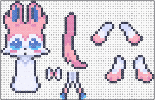 sylveon dangle - animal animals, cute kawaii, eevee, eeveelution, furry, nintendo video game, pink, pokemon, purple, ragdoll keychain dangler