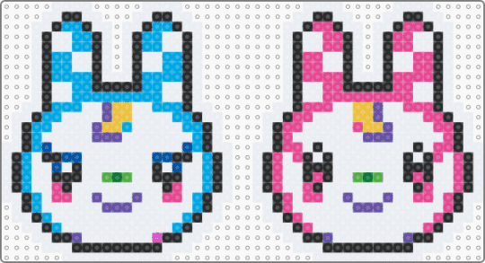 francine and chrissy charm - white,pink,light blue,cute,kawaii,bunny rabbit,animal crossing,acnh,acnl,charms,keychain