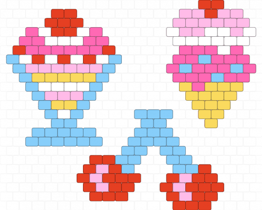official 2008 mezzo piano aquabeads set (aq-s09) (4) - 2000s y2k, animal animals, cake cherry cherries, cute kawaii, cutecore kawaiicore, decora colorful, food fruit ice cream, light blue, pink, red