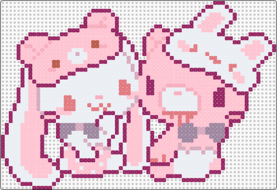 usagi and gloomy bear in pj's - animal animals, cute, decora decoration, hanyo usagi all purpose bunny, kawaii, pink, rabbit bear, scene emo, scenemo wall decor