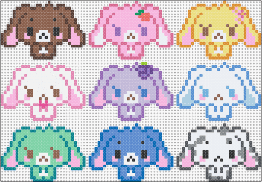 whole lotta sugarbunnies - pink,tan,teal,colorful,cute,kawaii,sanrio,sugar bunnies,keychain,small,hello kitty,animal