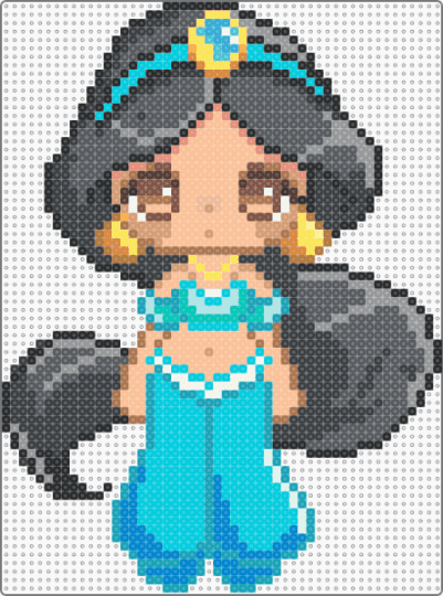 princess jasmine - anime, beige, cartoon, chibi, cute kawaii, disney, gray, light blue, princess, teal