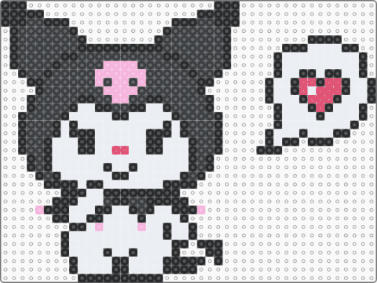 kuromi love - black,white,pink,red,cute,kawaii,animal,sanrio,hello kitty,bunny rabbit,keychain