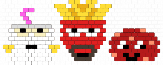 mini athf: master shake, frylock, meatwad - 2000s, adult swim, aqua teen hunger force, cartoon, nostalgia, nostalgic, red, yellow