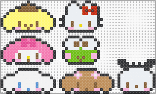 sanrio charms: pompompurin, my melody, cinnamoroll, hello kitty, keroppi, mocha, pochacco - animal animals, bunny rabbit, cute kawaii, frog, keychain, kitten cat, pink, puppy dog, small easy, tan, white, yellow