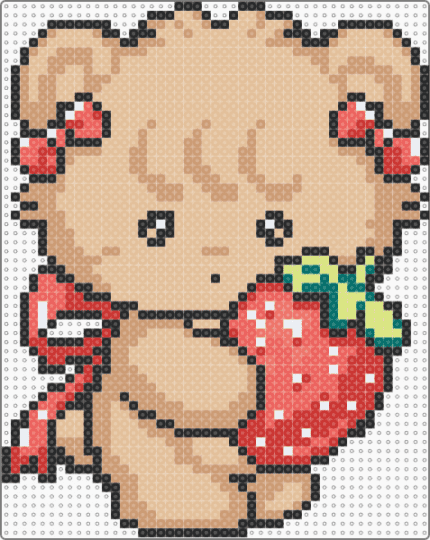 strawberry bear - beige,cute,kawaii,cub,fruit,animal,food,bows,bow