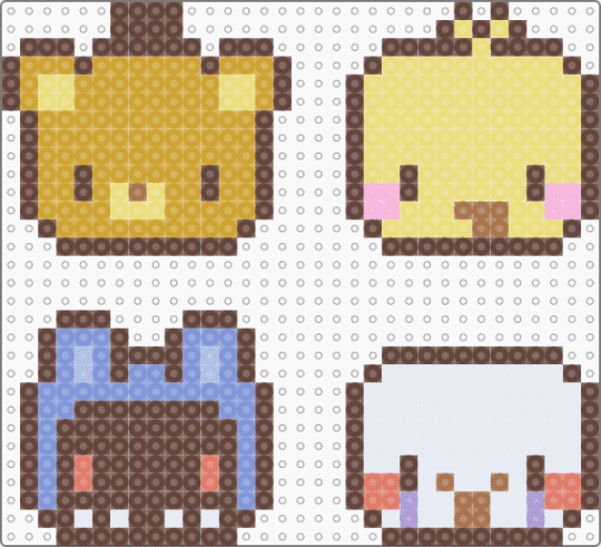 golden freddy, beakless toy chica, withered bonnie, marionette - brown, charm, charms, cute, five nights at freddys, fnaf, kawaii, orange, puppet, video game, yellow