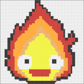 Calcifer - calcifer,howls moving castle,ghibli,anime,happy,character,face,fire,flame,yellow,orange