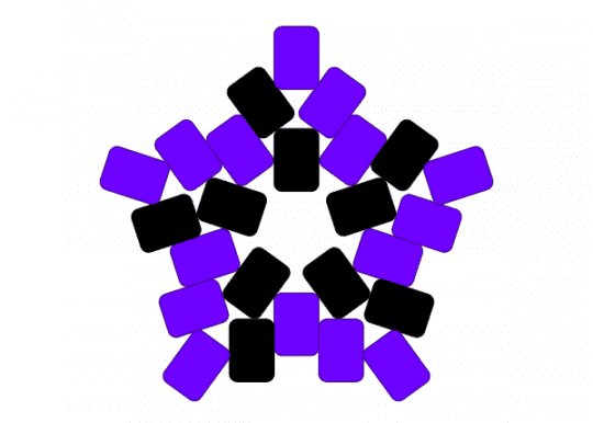 black and purple twisty star - black, purple