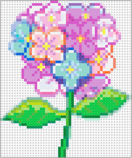 Bright Bouquet - green, light blue, pink