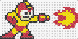 Megaman (fire) - mega man,capcom,nintendo,sega,video game,character,fire ball,red,yellow