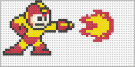 Megaman (fire) - mega man,capcom,nintendo,sega,video game,character,fire ball,red,yellow