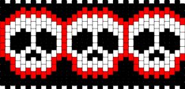 Chibi Triple Skulls - skulls,repeating,halloween,spooky,death,cuff,white,black,red