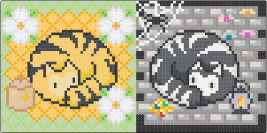Mirror Cat Project - bee, beige, cat, coin pile, flower, gray, honey pot, jewels, lantern, spider web, yellow