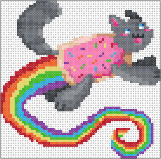 nyan cat (no outline) - gray,pink,red,orange,nyan cat,cat