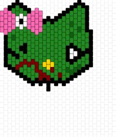 ZOmbie kitty flat - hello kitty,zombie,sanrio,spooky,halloween,bow,bloody,undead,character,green,pink