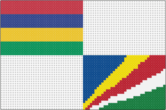 Day 27: Mauritius + Seychelles - blue, flag, green, red