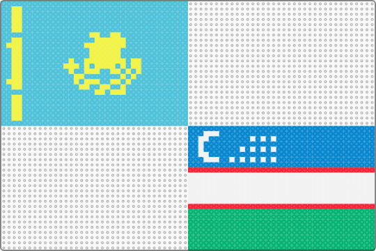 Day 3: Kazakhstan & Uzbekistan - light blue,green